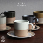 半分素焼き。SOIL Cup & Saucer ANGLE