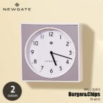 四角と丸の掛け時計。NEWGATE ニューゲート Burger&Chips-wall clock