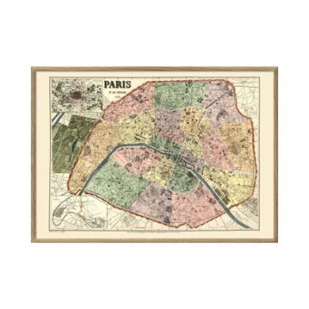 アートポスター フレーム付き Map of Paris/パリの地図